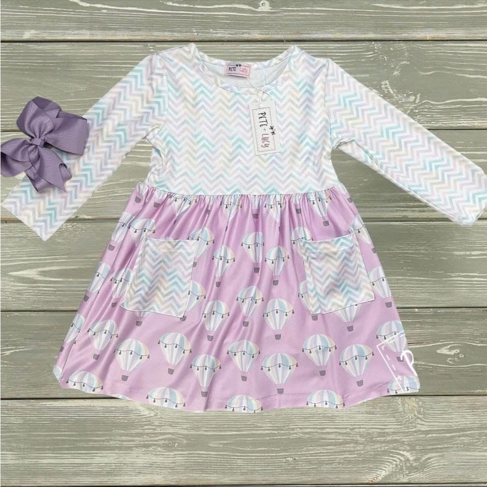 White and Pink Long Sleeve Casual Sundress